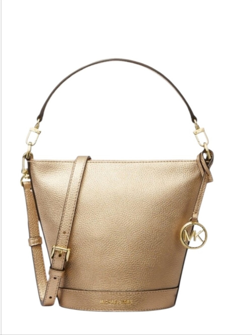 Michael Kors Metallic Gold Pebbled Leather Bucket Shoulder Bag